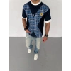 ERKEK Bisiklet Yaka Baskılı Kısa kol Oversize T-Shirt - Siyah