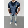 ERKEK Bisiklet Yaka Baskılı Kısa kol Oversize T-Shirt - Siyah