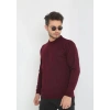 Erkek Bisiklet yaka Kazak Uzun Kol Dokuma Triko - Bordo