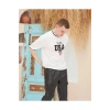 Erkek Bisiklet Yaka Tişört Nakış İşlemeli Kısa Kol Oversize T-Shirt - Beyaz