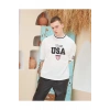 Erkek Bisiklet Yaka Tişört Nakış İşlemeli Kısa Kol Oversize T-Shirt - Beyaz