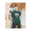 Erkek Bisiklet Yaka Tişört Nakış İşlemeli Kısa Kol Oversize T-Shirt - Yeşil