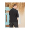 Erkek Bisiklet Yaka Tişört Nakış İşlemeli Kısa Kol Oversize T-ShirtSiyah