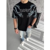 ERKEK Bisiklet Yaka Yıldırım Baskılı  Kısa kol T-Shirt-Siyah