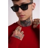 Erkek Biskilet Yaka Üç İplik SweatShirt - Kırmızı
