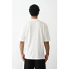 Erkek Box Eldiven Baskılı T-Shirt Kısa Kol Bisiklet Yaka Tişört - Beyaz