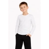 Erkek Çocuk Basic Uzun Kollu Tişört Okul Günlük Rahat T-Shirt - Beyaz