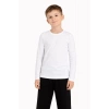 Erkek Çocuk Basic Uzun Kollu Tişört Okul Günlük Rahat T-Shirt - Beyaz