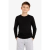 Erkek Çocuk Basic Uzun Kollu Tişört Okul Günlük Rahat T-Shirt - Siyah