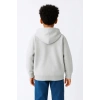 Erkek Çocuk Kapüşonlu Kanguru Cepli Tam Fermuarlı Hırka SweatShirt - Gri