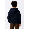 Erkek Çocuk Kapüşonlu Kanguru Cepli Tam Fermuarlı Hırka SweatShirt - Lacivert