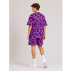 Erkek Çocuk Oversize Kalıp Pubg Bape X Shark Nakışlı Cepli Şort Takım - Mor