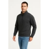 Erkek Dik Yaka Yarım Fermuarlı 3 İplik Pamuklu Sweatshirt -  Antrasit