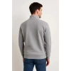 Erkek Dik Yaka Yarım Fermuarlı 3 İplik Pamuklu Sweatshirt - Gri