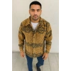 Erkek Düğmeli Gömlek Polar Sweatshirt Yumuşak Dokulu Oversize Kalıp -Sarı