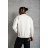 Erkek Düz Bisiklet Yaka 3 iplik pamuklu Sweatshirt - Beyaz