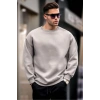Erkek Düz Bisiklet Yaka 3 iplik Sweatshirt - Boyalı Gri