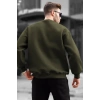 Erkek Düz Bisiklet Yaka 3 İplik  Sweatshirt - Yeşil