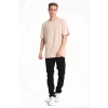 Erkek Düz Penye Tişört Bisiklet Yaka Kısa Kol Regular Fit T-Shirt - Bej