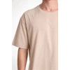 Erkek Düz Penye Tişört Bisiklet Yaka Kısa Kol Regular Fit T-Shirt - Bej