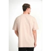ERKEK Düz Tişört Bisikilet Yaka Kısa Kol Oversize T-shirt - Bej