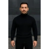 Erkek Fitilli Kazak Tam Boğazlı Balıkçı Yaka Triko 2li Set Bej-Siyah