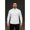 Erkek Fitilli Kazak Tam Boğazlı Balıkçı Yaka Triko 3lü Set Beyaz-Bordo-Siyah