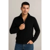 Erkek Fitilli Triko Kazak 2’li Set Siyah Bej Kalın Dokuma Pamuklu Regular Fit V Yaka