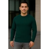 Erkek Fitilli Triko Kazak 2’li Set Siyah Haki Kalın Dokuma Pamuklu Regular Fit Bisiklet