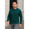 Erkek Fitilli Triko Kazak 2’li Set Siyah Haki Kalın Dokuma Pamuklu Regular Fit Bisiklet