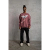 Erkek Güvercin Baskılı Bisiklet Yaka Sweatshirt 3 iplik pamuklu - Gül Kurusu