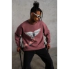 Erkek Güvercin Baskılı Bisiklet Yaka Sweatshirt 3 iplik pamuklu - Gül Kurusu