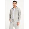 Erkek Kadife Oversize Takım Gömlek Pantolon İkili Set - Gri