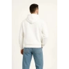 Erkek Kapüşonlu 3 İplik Şardonlu Önü Baskılı Fermuarlı Oversize Sweatshirt - Beyaz