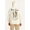 Erkek Kapüşonlu Kanguru Cepli Sweatshirt 3 İplik Pamuklu Baskılı Hoodie - Beyaz