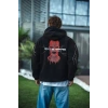 Erkek Kapüşonlu Kanguru Cepli Sweatshirt 3 İplik Pamuklu Baskılı Hoodie -  Siyah