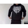 Erkek Kapüşonlu Kanguru Cepli Sweatshirt 3 İplik Pamuklu Baskılı Hoodie -  Siyah