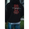 Erkek Kapüşonlu Kanguru Cepli Sweatshirt 3 İplik Pamuklu Baskılı Hoodie -  Siyah
