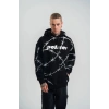 ERKEK Kapüşonlu Varak ve Pano Baskılı Hoodie  SweatShirt- Siyah