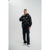 ERKEK Kapüşonlu Varak ve Pano Baskılı Hoodie  SweatShirt- Siyah