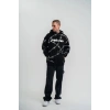 ERKEK Kapüşonlu Varak ve Pano Baskılı Hoodie  SweatShirt- Siyah