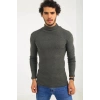 Erkek Kaşkorse Boğazlı Full Likralı Fitilli Body Kazak - Haki