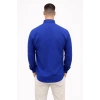 Erkek KETEN Kumaş Oversize Uzun Kollu Rahat Kalıp Gömlek - Saks Mavisi