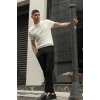 Erkek Kısa Kol Bisikilet Yaka Triko T-Shirt - Beyaz