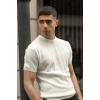 Erkek Kısa Kol Bisikilet Yaka Triko T-Shirt - Beyaz
