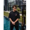 Erkek Kısa Kol Tişört Bisiklet Yaka Box Eldiven Baskılı T-Shirt -  Siyah