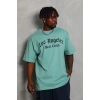 Erkek Kısa Kol Tişört Bisiklet Yaka KANAT Baskılı Oversize T-Shirt - Mint Yeşili