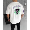 Erkek Kısa Kol Tişört Bisiklet Yaka W Wildone Baskılı T-Shirt - Beyaz