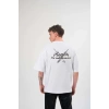 Erkek Kısa Kol Tişört Bisiklet Yaka YONCA Baskılı Oversize T-Shirt -  Beyaz
