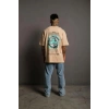 Erkek Kısa Kol Yazlık Tişört Bisiklet Yaka Baskılı Oversize T-Shirt - Bej